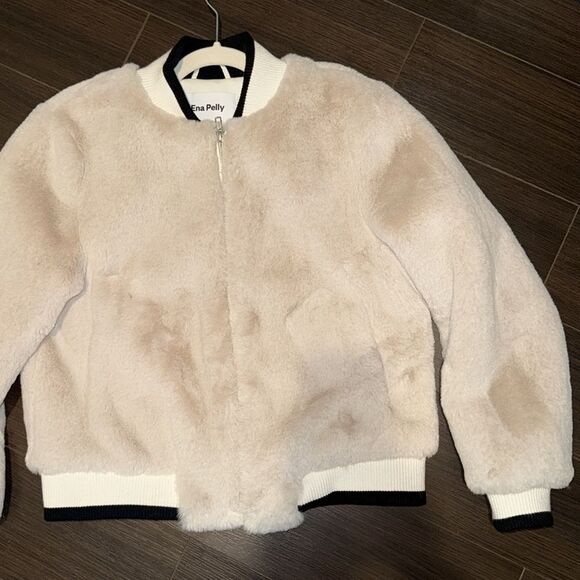 ENA PELLY Core Essential Faux Fur Bomber Jacket In Bone, 2 - Picture 7 of 9